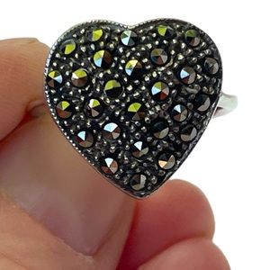 Sterling silver 925 fancy marcasite heat ring